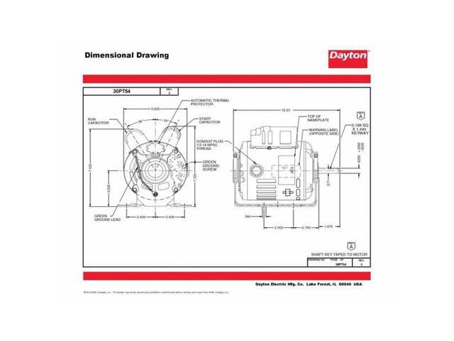 DAYTON 30PT54 MTR,CS/CR, ODP,1/3 HP,1725,56,EFF 72.4