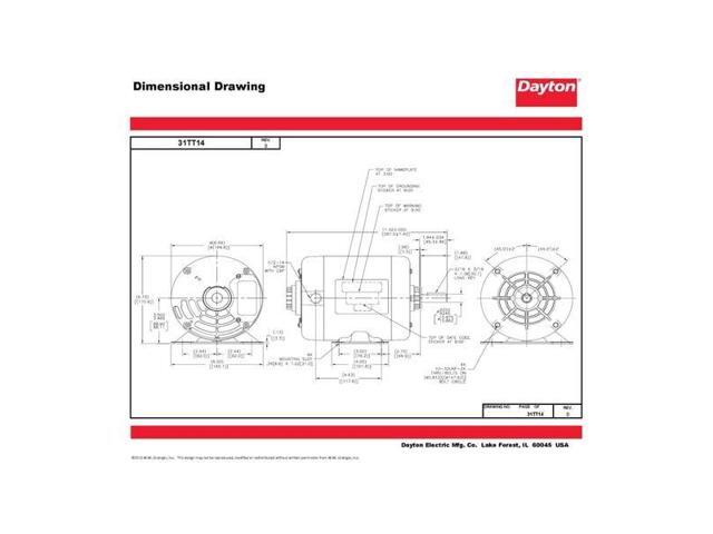 DAYTON 31TT14 Three-Phase General Purpose Motor, 3/4 HP, 56 Frame, 208-230/460V