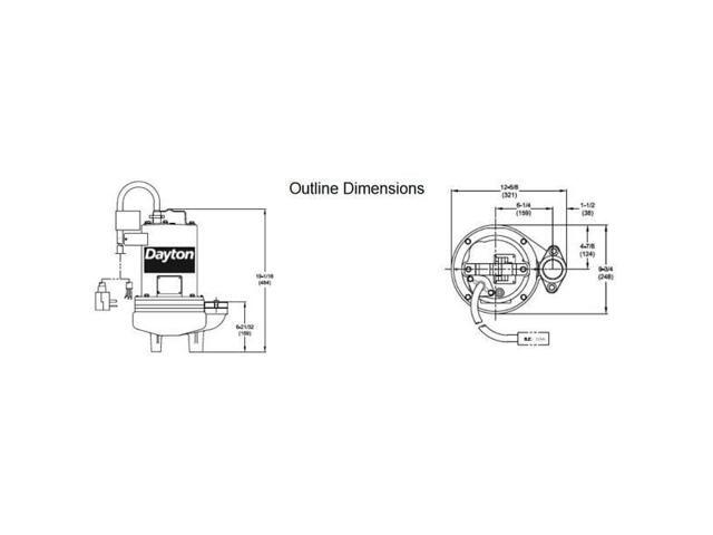 DAYTON 4HU88 2 HP 2' Manual Submersible Sewage Pump 230V