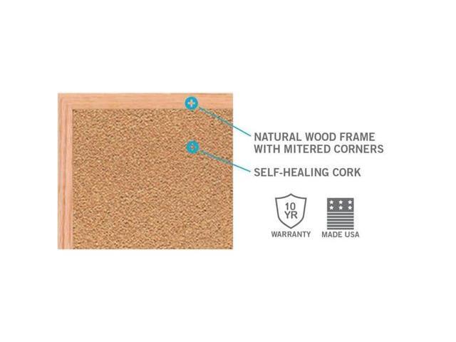 Ghent WK35 Natural Cork Bulletin Board with Wood Frame - 60.5' x 36.5' - Tan Surface, Oak Finished Wood Frame