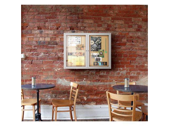 GHENT PA23648K Enclosed Cork Bulletin Board 36x48', 2 Door