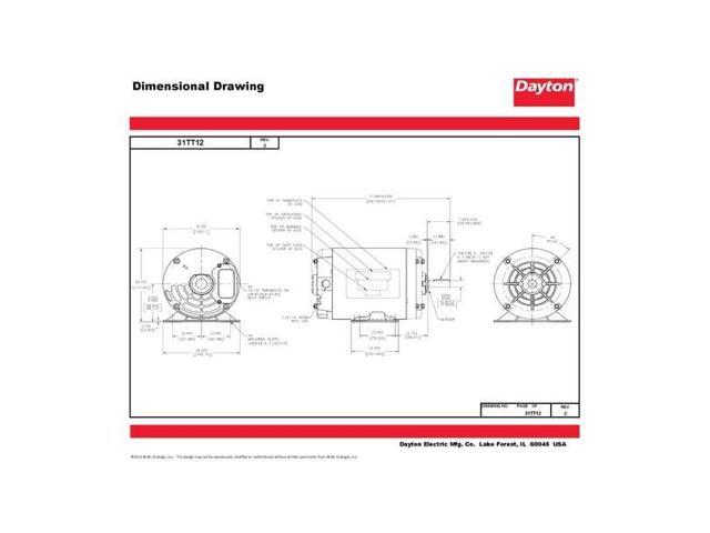 DAYTON 31TT12 Three-Phase General Purpose Motor, 1 HP, 56 Frame, 230/460V AC