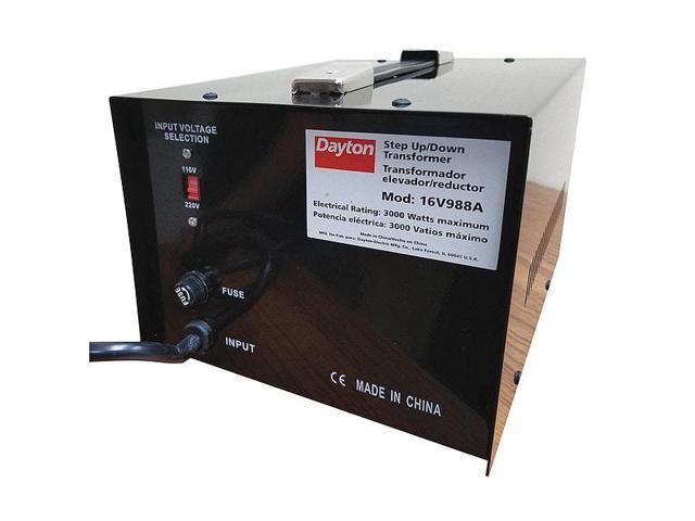 DAYTON 16V988 Step Up/Step Down Voltage Converter, 110V AC to 220V AC, 220V AC