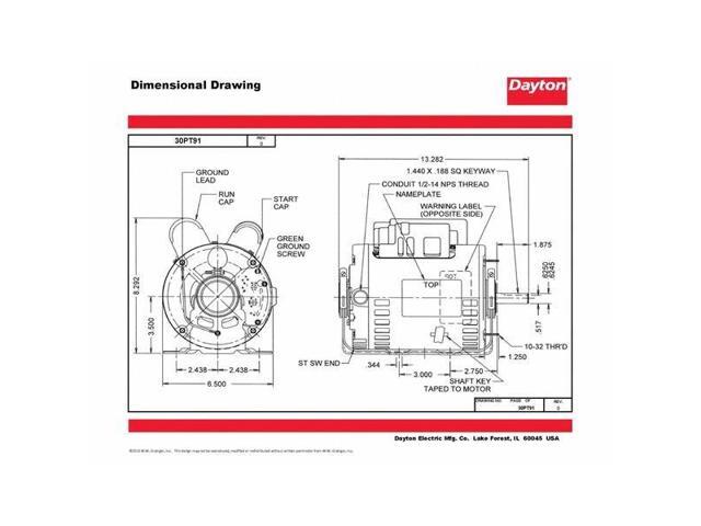 DAYTON 30PT91 MTR,CS/CR,ODP,1HP,1140RPM,56,EFF 81.1