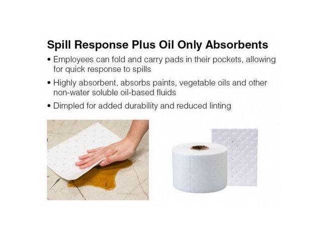 BRADY SRPO100 Sorbent Pad, 5 gal, 7 1/2 in x 10 in, Oil, White, Polypropylene