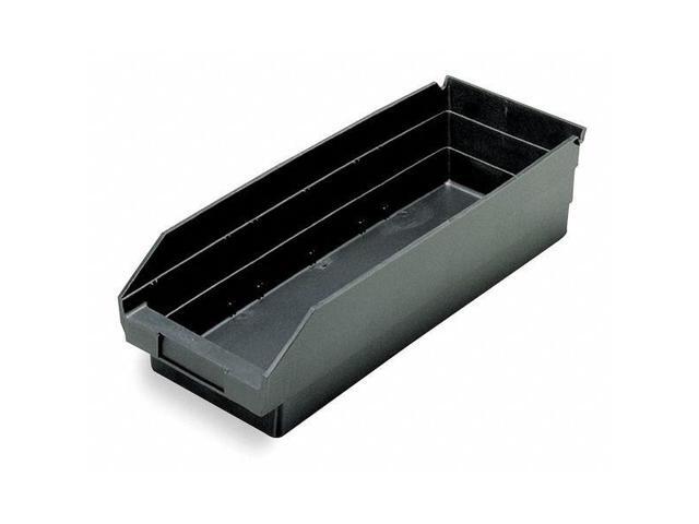QUANTUM STORAGE SYSTEMS QSB114CO Shelf Storage Bin, Polypropylene, Black, 4 in