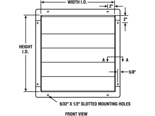 DAYTON 2C522 20 in Backdraft Damper / Wall Shutter, 20-1/2 in x 20-1/2 in