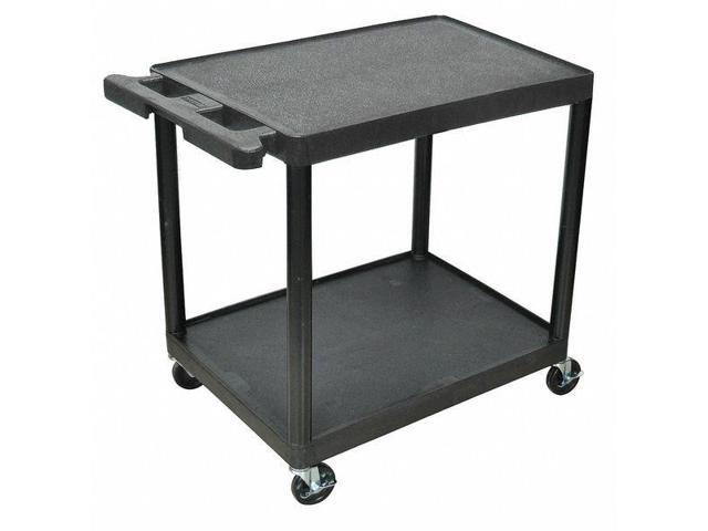 ZORO SELECT STC22-B Utility Cart with Lipped Plastic Shelves, 300 lb Load