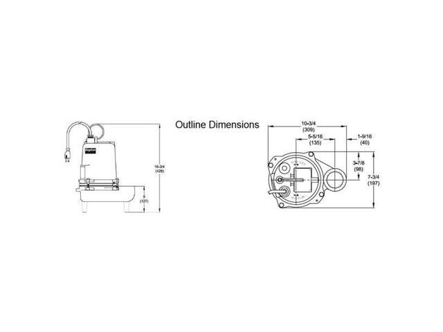 DAYTON 4HU79 4/10 HP 2' Manual Submersible Sewage Pump 115V
