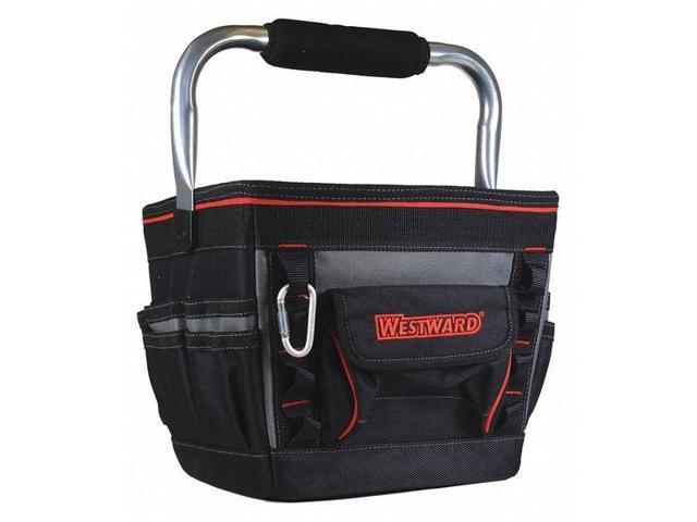 WESTWARD 53JW34 Tool Tote,General Purpose,5 Pockets, Black, Polyester, 13