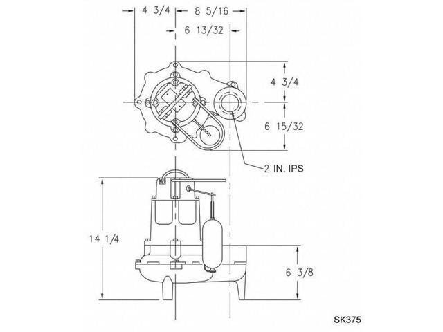 ZOELLER 267-0002 Waste-Mate 1/2 HP 2' Manual Submersible Sewage Pump 115V