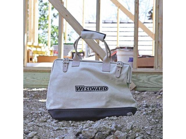 WESTWARD 53JW33 Tool Bag, Tan, Canvas, 1 Pockets