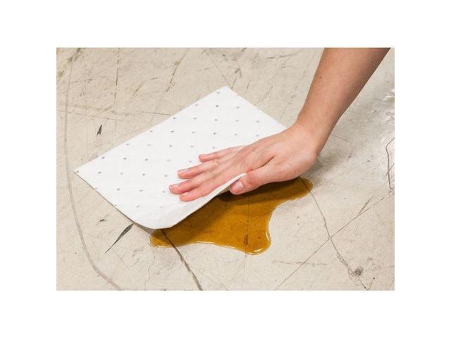 BRADY SRPO100 Sorbent Pad, 5 gal, 7 1/2 in x 10 in, Oil, White, Polypropylene
