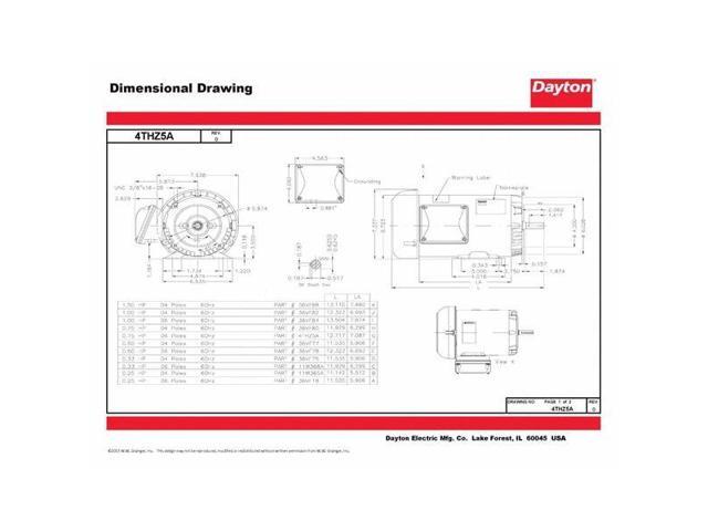 DAYTON 4THZ5 Three-Phase General Purpose Motor, 3/4 HP, 56C Frame, 230/460V AC