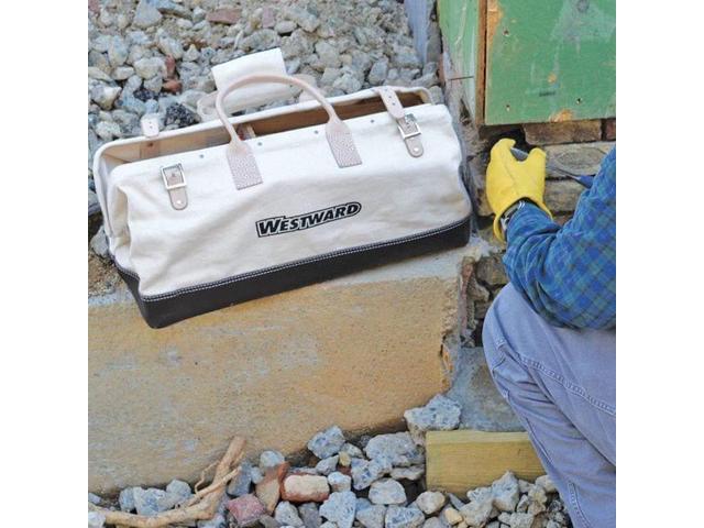 WESTWARD 53JW32 Tool Bag, Tan, Canvas, 1 Pockets