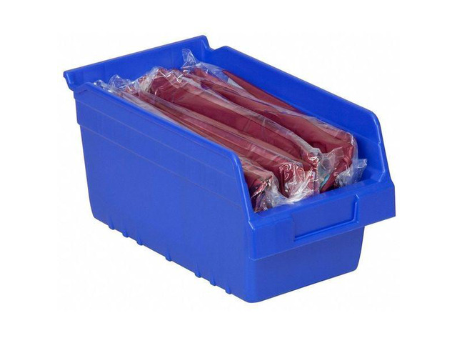 AKRO-MILS 30090BLUE Shelf Storage Bin, Plastic, Blue, 6 in H, 6 5/8 in W, 11