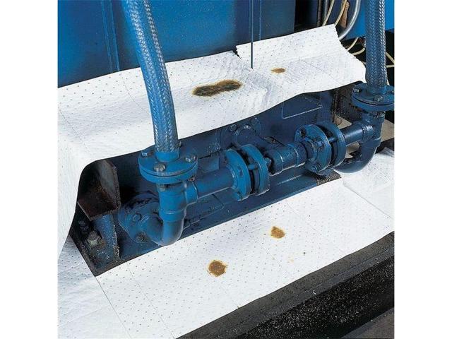 BRADY MXO1000 Sorbent Pad, 26 gal, 15 in x 19 in, Oil, White, Polypropylene