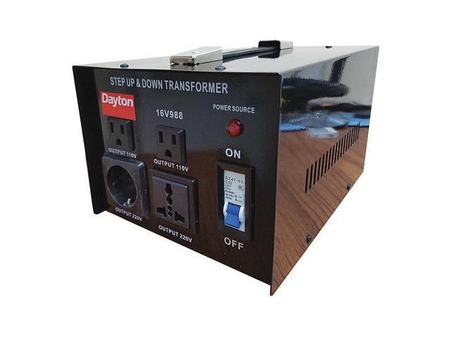 DAYTON 16V988 Step Up/Step Down Voltage Converter, 110V AC to 220V AC, 220V AC