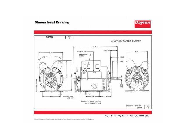 DAYTON 30PT88 MTR,CS/CR,ODP,1-1/2 HP,3450,56,EFF 81.5