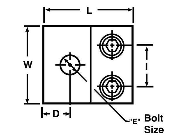 BLACKBURN ADR60-21 Mechanical Lug, 600 kcmil Max, 2 Conductor, 1 Hole, 1/2 in