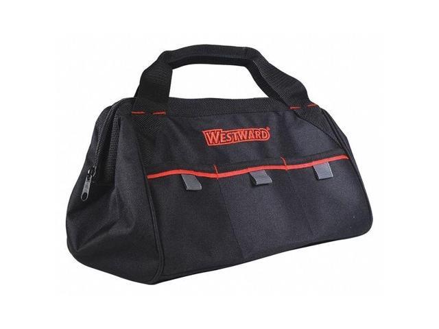 WESTWARD 53JW42 WESTWARD Tool Bag, 3 Outside Pockets, Polyester, Black, 13' W x