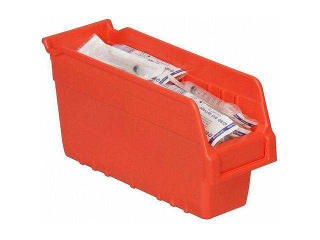 AKRO-MILS 30040RED Shelf Storage Bin, Plastic, Red, 6 in H, 4 1/8 in W, 11 5/8