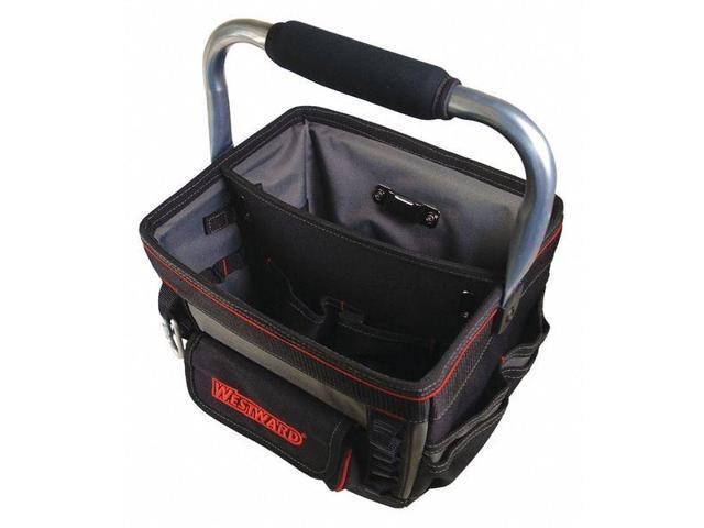 WESTWARD 53JW34 Tool Tote,General Purpose,5 Pockets, Black, Polyester, 13