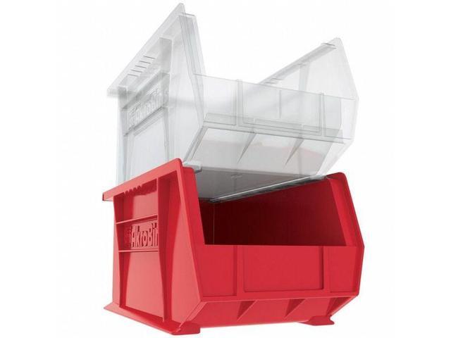 AKRO-MILS 30240RED Hang & Stack Storage Bin, Plastic, Red, 7 in H, 8 1/4 in W,