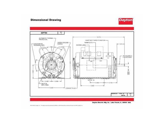 DAYTON 30PT84 MTR,CS/CR,ODP,2 HP,3450RPM,56,EFF 82.9
