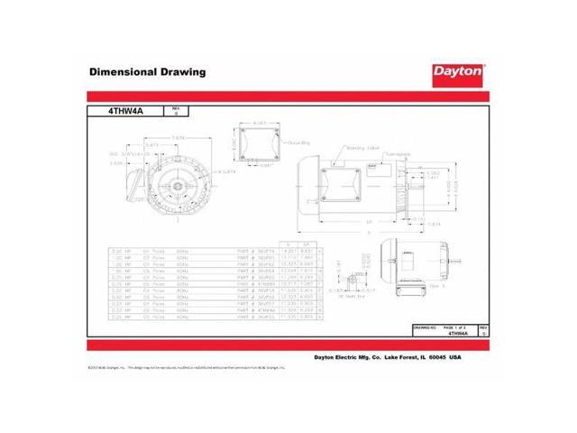 DAYTON 4THW4 3-Phase General Purpose Motor, 1/3 HP, 56C Frame, 230/460V AC