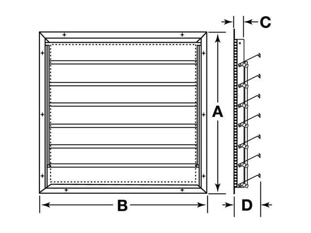 DAYTON 4YN17 24 in Backdraft Damper / Intake Shutter, 25 in x 25 in, Mill