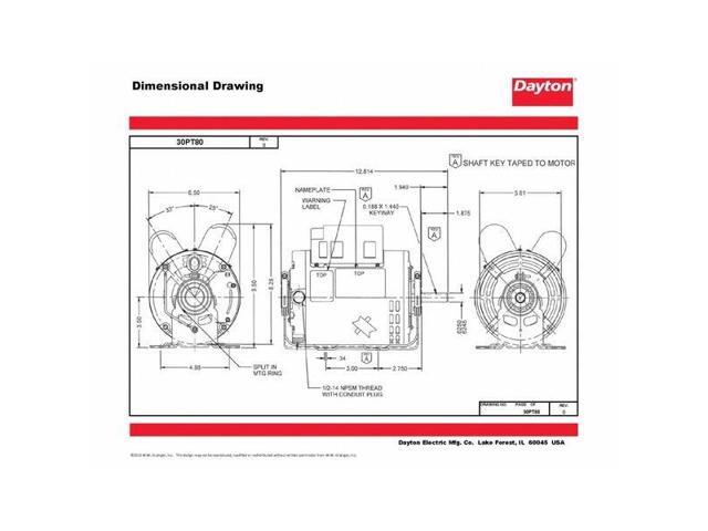DAYTON 30PT80 MTR,CS/CR,ODP,1-1/2 HP,3450,56,EFF 81.5