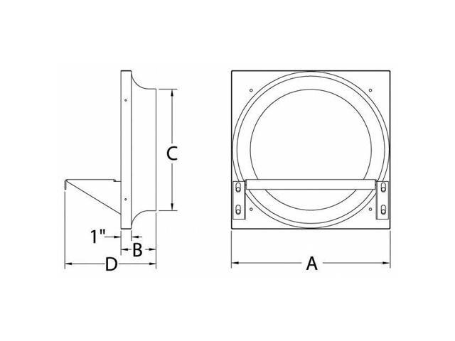 DAYTON 10E038 Exhaust Fan Venturi Frame,34x34,Galv