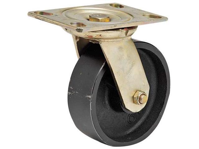 ZORO SELECT 1NVU2 Swivel Plate Caster,Cast Iron,6 in.,1750 lb.,A