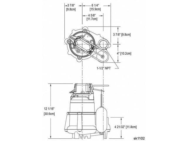 ZOELLER 98-0001 Submersible Sump Pump, 1/2 HP, 1 1/2 in F, Vert Float, 61 gpm