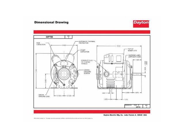 DAYTON 30PT55 MTR,CS/CR,ODP,1/3 HP,1725,48Z,EFF 72.4