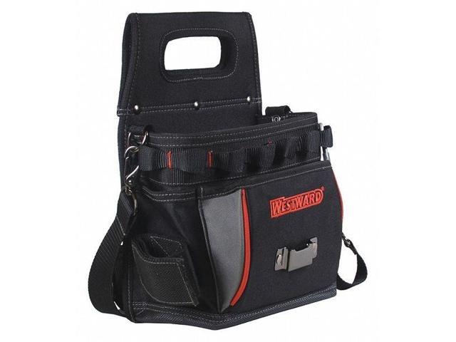 WESTWARD 53JW35 Tool Bag,General Purpose,17 Pockets, Black, Polyester, 17