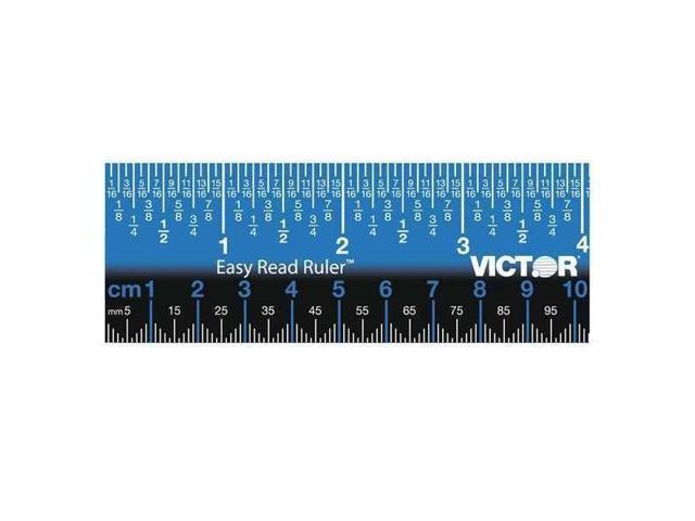 Victor Easy Read Stainless Steel Ruler Standard/Metric 12' Blue EZ12SBL