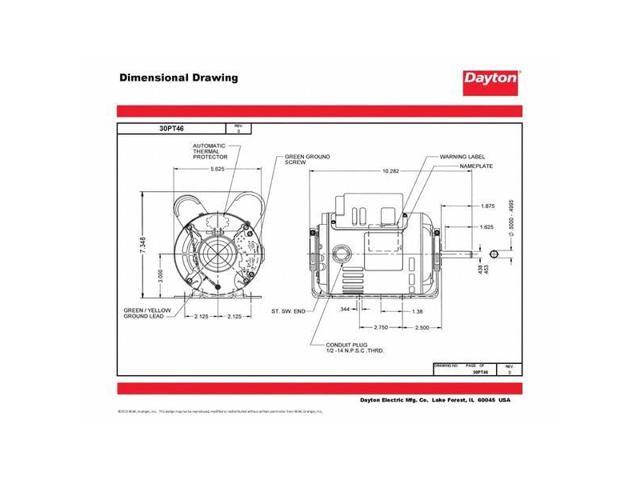 DAYTON 30PT46 MTR,CS/CR,ODP,1/4HP,1725,48Z,EFF 68.5