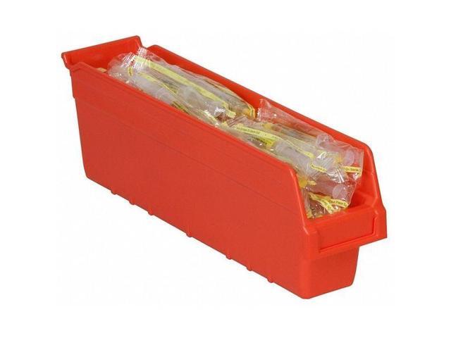 AKRO-MILS 30048RED Shelf Storage Bin, Plastic, Red, 6 in H, 4 1/8 in W, 17 7/8