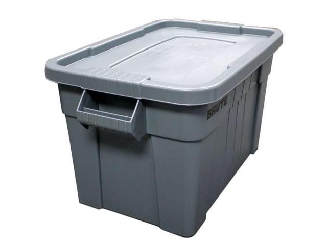 RUBBERMAID COMMERCIAL FG9S3100GRAY Stack & Nest Storage Tote W/ Lid, 20 gal,