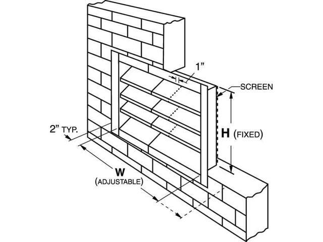 DAYTON 2FTV2 Louver,Adj w/ 28 to 46 In,Galv Steel