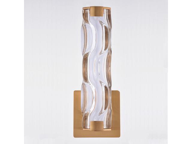 VAXCEL W0358 Marseille 13-in. H LED Wall Light, natural brass finish