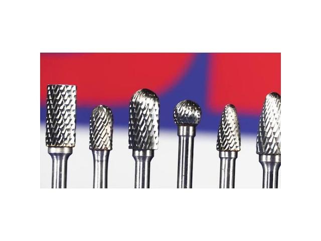 Drill America DUL Series Solid Carbide Bur, Double Cut, SF5 Tree - Radius End, 1/4' Shank, 1/2' Head Diameter, 1' Cutting Length (Pack of 1)
