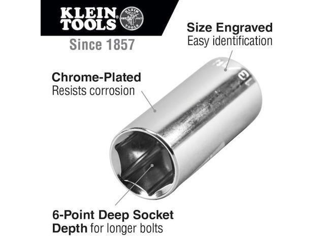 KLEIN TOOLS 65508 3/8' Drive Socket Wrench Set, SAE, 20 pcs