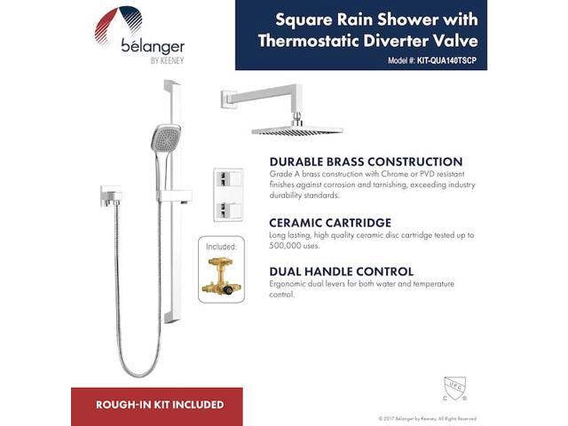 KEENEY MFG KIT-QUA140TSCP Shower Faucet Kit, Polished Chrome, Wall