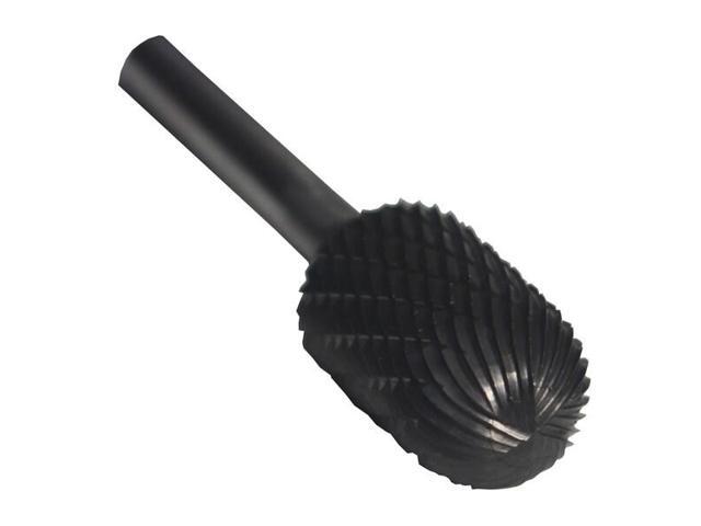 Drill America DUL Series Solid Carbide Bur, Double Cut, SC9 Cylindrical - Radius End, 1/4' Shank, 1' Head Diameter, 1' Cutting Length (Pack of 1)