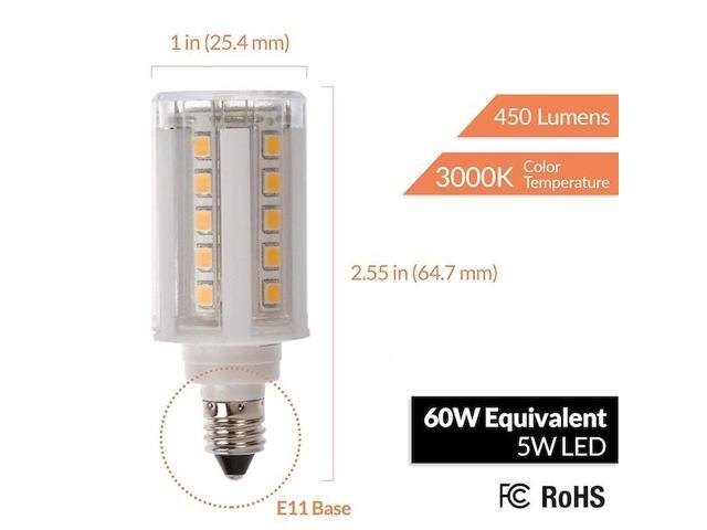 NEWHOUSE LIGHTING E11-5060D-4 E11 Dimmable 5W LED Light Bulbs, 60-Watt Equiv.,
