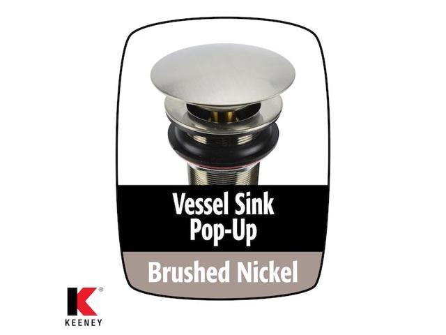 keeney 1686kdsbn vessel bathroom sink pop up drain, push control, brushed nickel