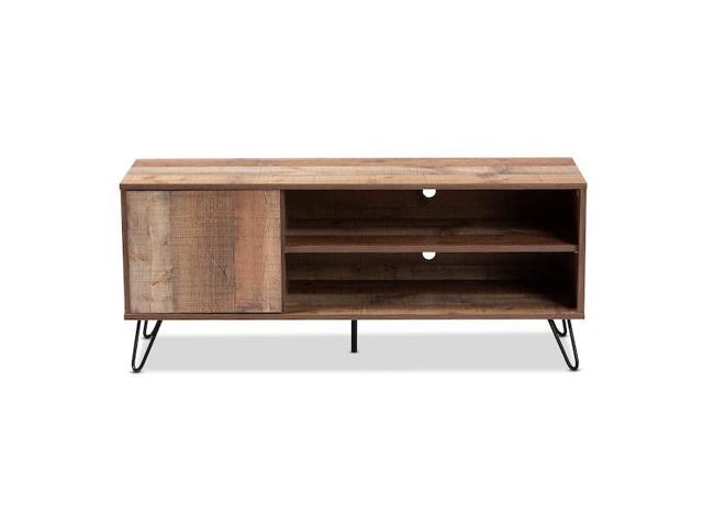Baxton Studio Iver Modern and Contemporary Rustic Oak Finished 1-Door Wood TV Stand